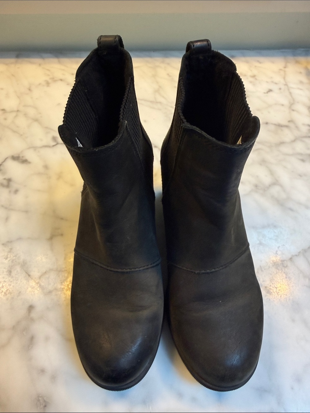 Sorel Black Leather Chelsea Ankle Booties